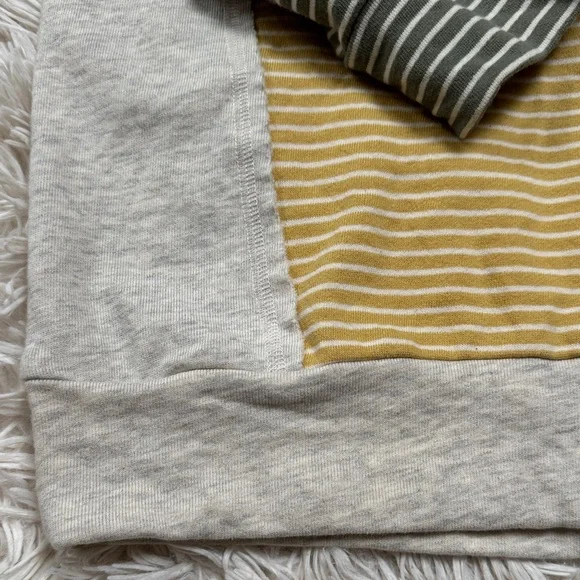 🎉HP🎉 Hem & Thread Striped Terry Hoodie 💗 Mustard Sage Green & Gray - Picture 12 of 16